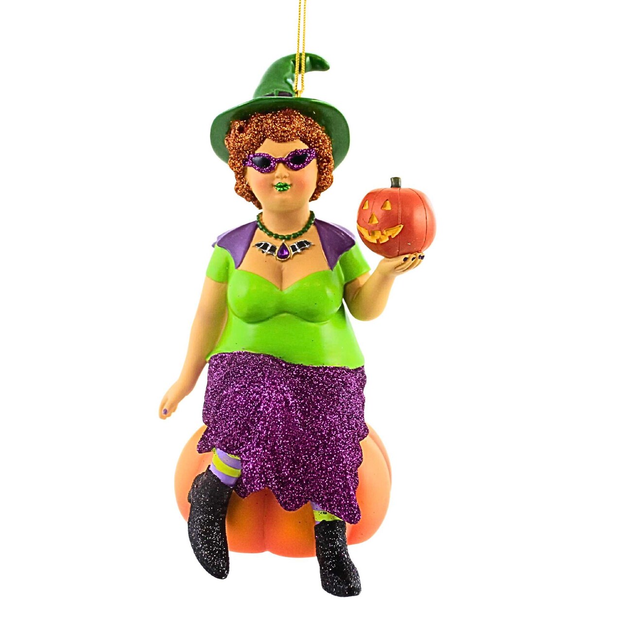 December Diamonds 7.0 Inch Agatha Halloween Tree Ornament , Halloween Decor Witch Bat